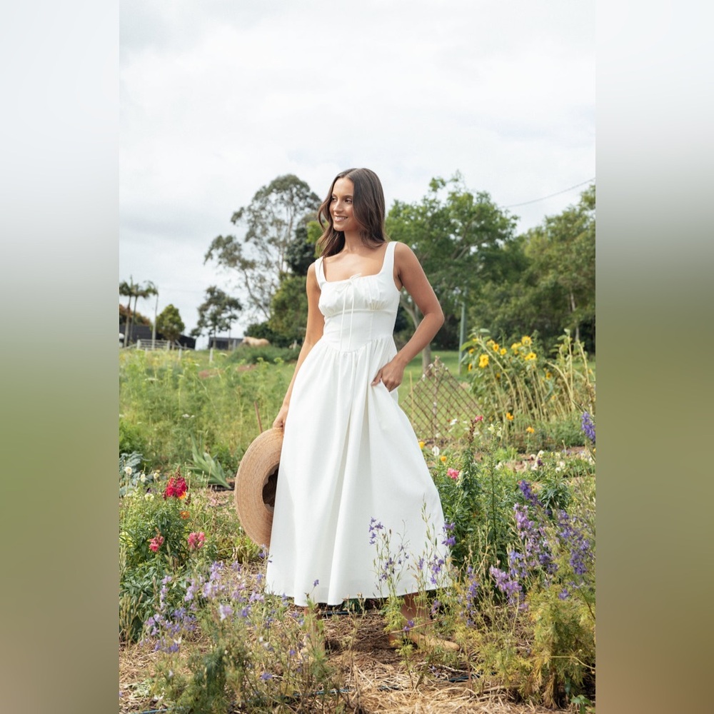 Petal & Pup White Midi Sundress